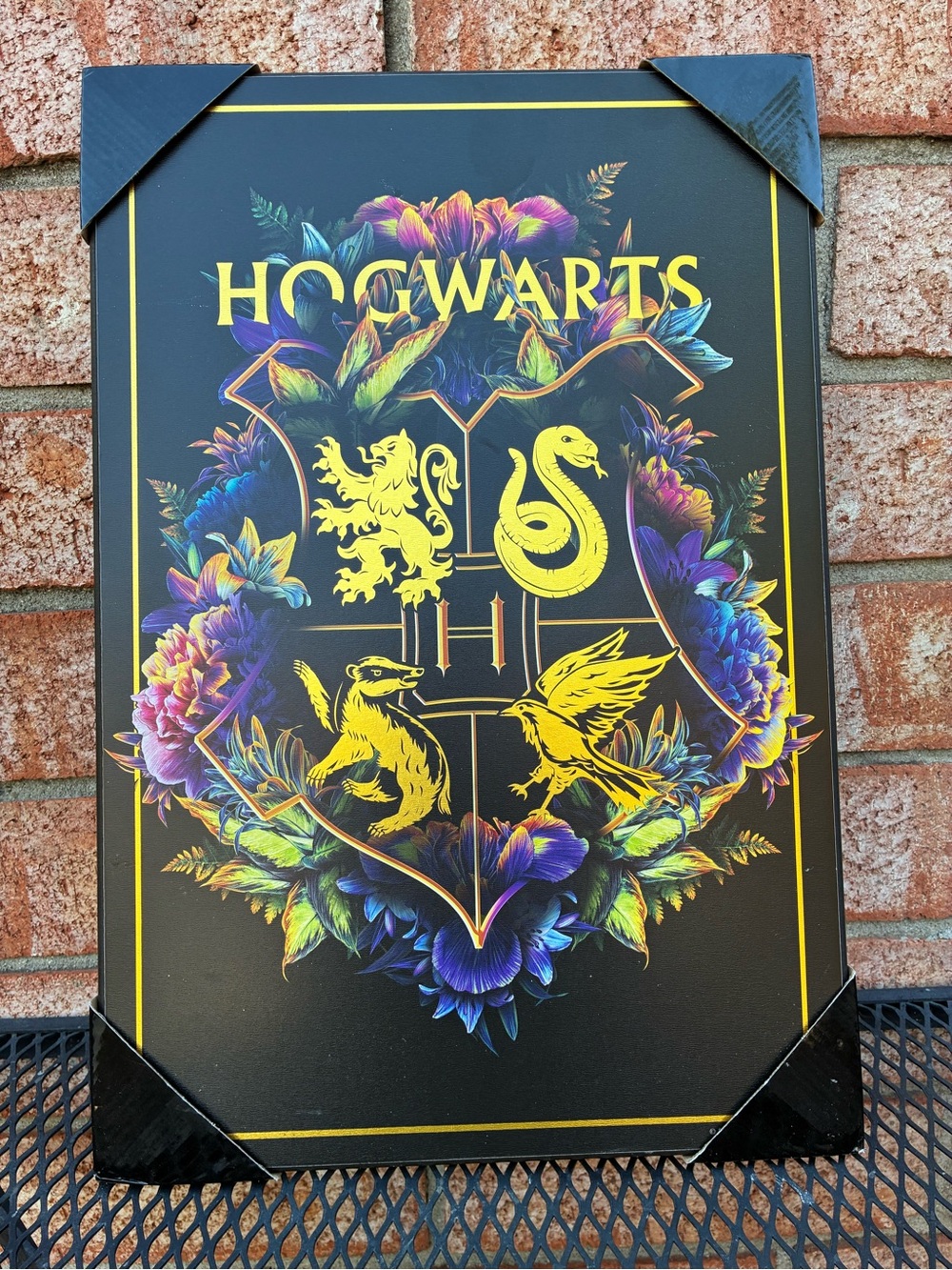 Hogwarts Crest Wall Art - Black and Gold